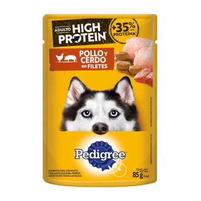 PEDIGREE® High Protein SOBRES™ Adulto en Filetes Con Pollo Y Cerdo